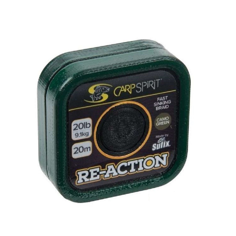 CARPSPIRIT BAJO DE LINEA FAST SINKING BRAID CAMO GREEN 35LB 20M - Carpfishingbarato CHIMBOMBO HILO BAJOS
