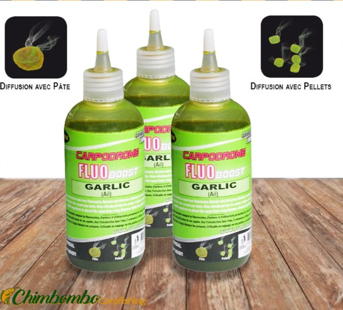 FUN FISHING FLUO BOOST 200 ML GARLIC - Carpfishingbarato CHIMBOMBO