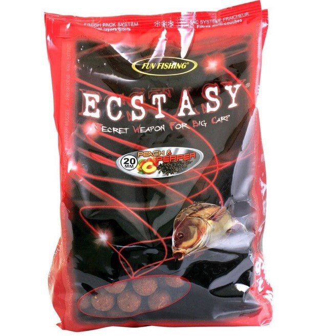 FUN FISHING ECSTASY BOILIES PEACH & PEPPER 20MM 800G - Carpfishingbarato CHIMBOMBO