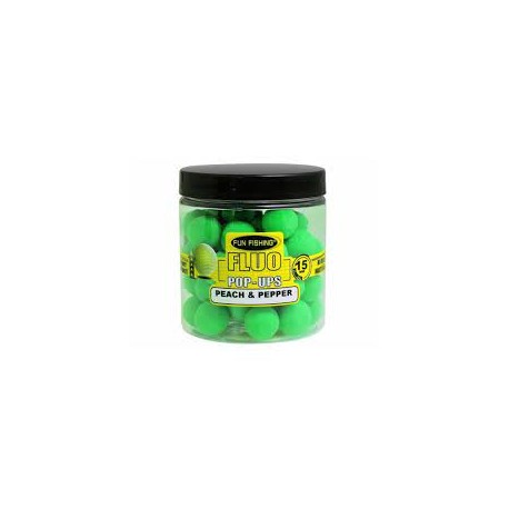 FUN FISHING FLUO POP-UPS PEACH & PEPPER 15MM - Carpfishingbarato CHIMBOMBO