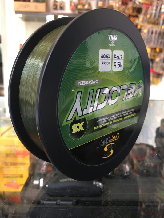 CARP SPIRIT VELOCITY XS LO-VIS GREEN 0.35MM 1200M 19LB - Carpfishingbarato CHIMBOMBO HILO
