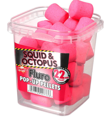 DYNAMITE SQUID &amp; OCTOPUS FLURO POP-UP PELLETS 22MM - Carpfishingbarato CHIMBOMBO PELLETS