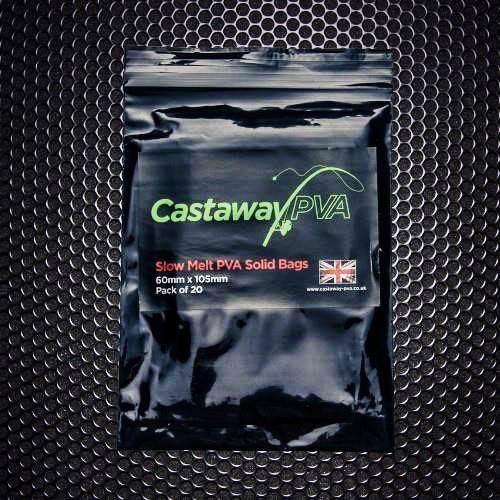 CASTAWAY SOLW MELT PVA SOLID BAGS 60MM/105MM 20PAC - Carpfishingbarato CHIMBOMBO BOLSAS