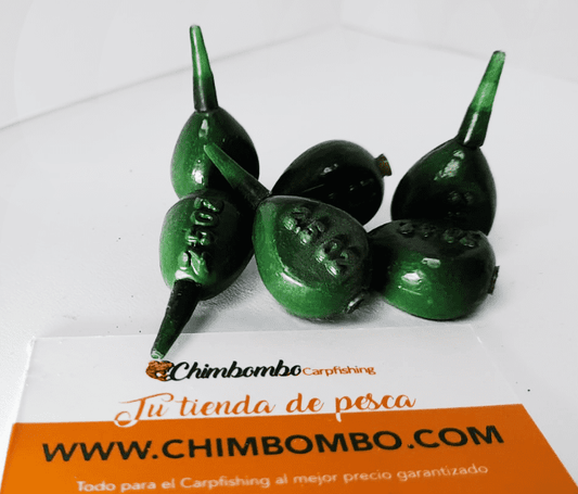 Plomo pera dado Verde In-line 70G - Carpfishingbarato CHIMBOMBO PLOMO
