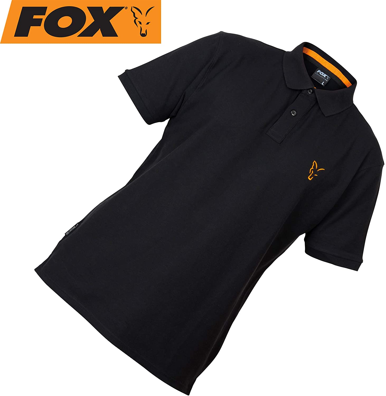 FOX POLO SHIRT BLACK / ORANGE XL - Carpfishingbarato CHIMBOMBO POLO