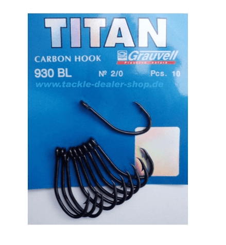 ANZUELOS GRAUVELL TITAN Nº4/0 CARBON HOOK 10PCS - Carpfishingbarato CHIMBOMBO anzuelo