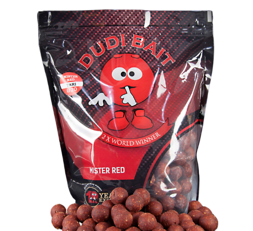 Dudi Baits Mister Red Super Hot Range Boilies Solubles 20mm 1kg