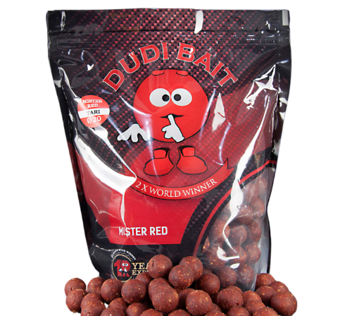 Dudi Baits Mister Red Super Hot Range Boilies Solubles 24mm 1kg