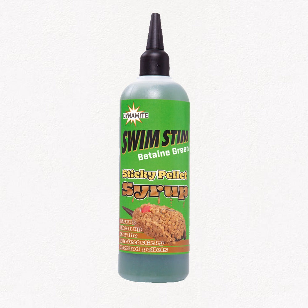 DYNAMITE SWIM STIM STICKY PELLET SYRUP BETAINE GREEN 300ML - Carpfishingbarato CHIMBOMBO LIQUIDO