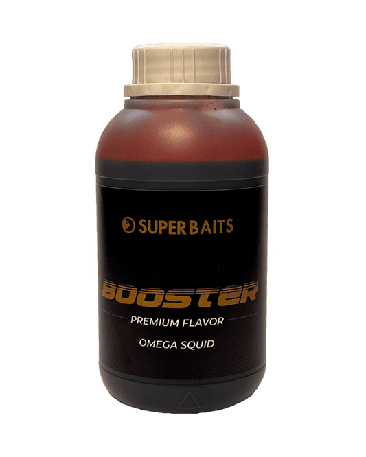 SUPERBAITS PREMIUM BOOSTER OMEGA SQUID 500ML - Carpfishingbarato CHIMBOMBO LIQUIDO BOOSTER