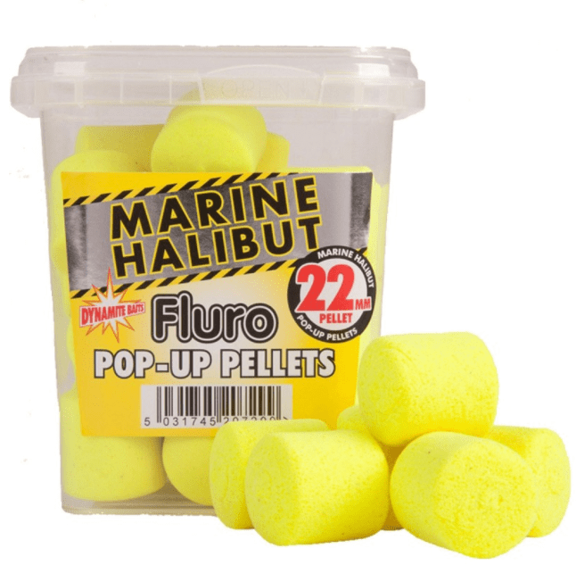 Dynamite Baits Yellow Marine Halibut Pop Up Fluro Pellets 22mm - Carpfishingbarato CHIMBOMBO PELLETS