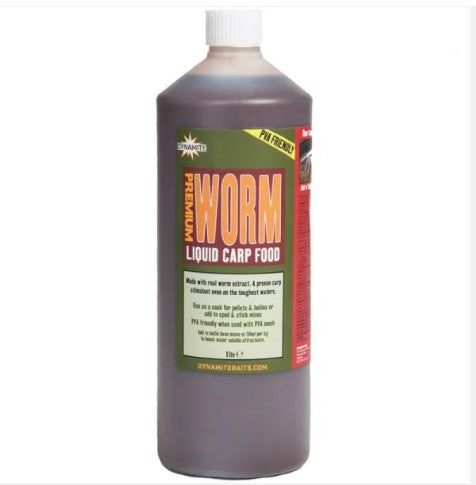 DYNAMITE WORM PREMIUM LIQUID CARP FOOD 1L - Carpfishingbarato CHIMBOMBO LIQUIDO