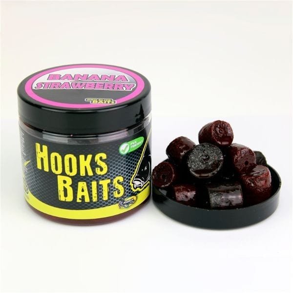 POISSON HOOKS BAITS BANANA STRAWBERRY 14 Y 20MM POLVO - Carpfishingbarato CHIMBOMBO 