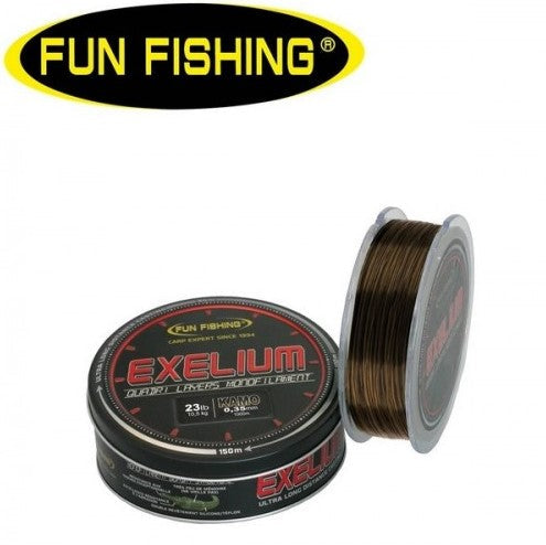 FUN FISHING MONOFILAMENT EXELIUM KAMO 23LB 0.35MM 1000M - Carpfishingbarato CHIMBOMBO HILO