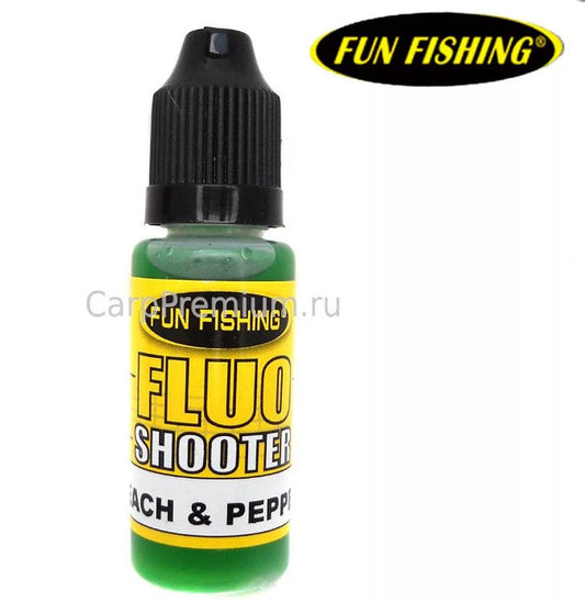 FUN FISHING FLUO SHOOTER PEACH &amp; PEPPER 17 ML - Carpfishingbarato CHIMBOMBO 