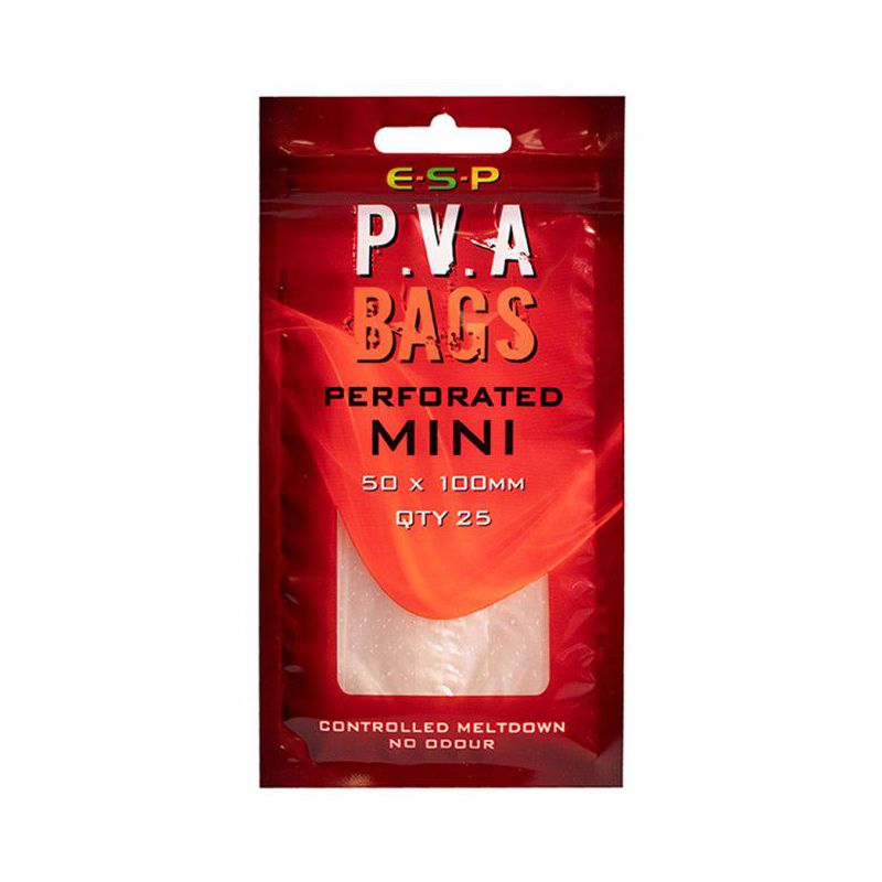 E.S.P. PVA BAGS PERFORATED MINI 50 X 100 MM 25 UND - Carpfishingbarato CHIMBOMBO BOLSAS