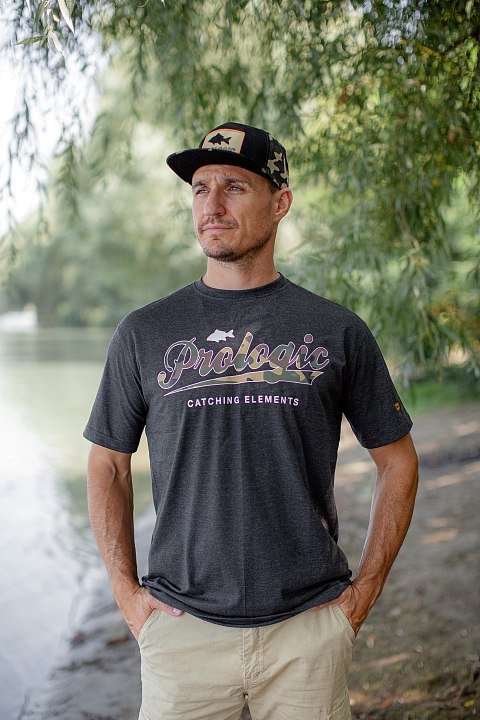 CAMISETA PROLOGIC CAMO LOGO T SHIRT GREY MELANGE - Carpfishingbarato CHIMBOMBO CAMISETA