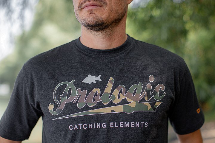 CAMISETA PROLOGIC CAMO LOGO T SHIRT GREY MELANGE - Carpfishingbarato CHIMBOMBO CAMISETA