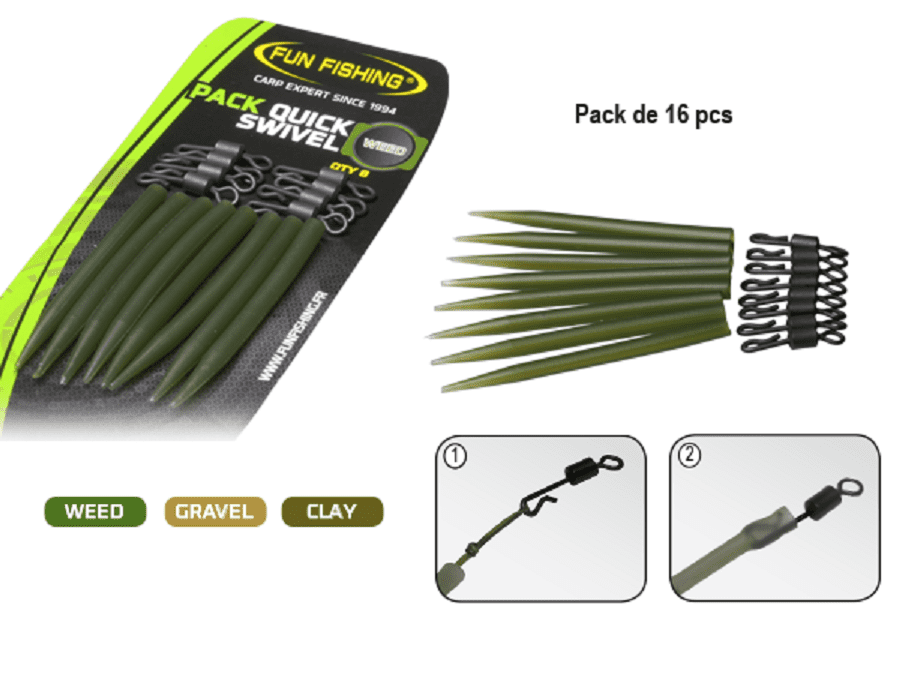 FUN FISHING PACK QUICK SWIVEL GRAVEL - Carpfishingbarato CHIMBOMBO KIT DE MONTAJE