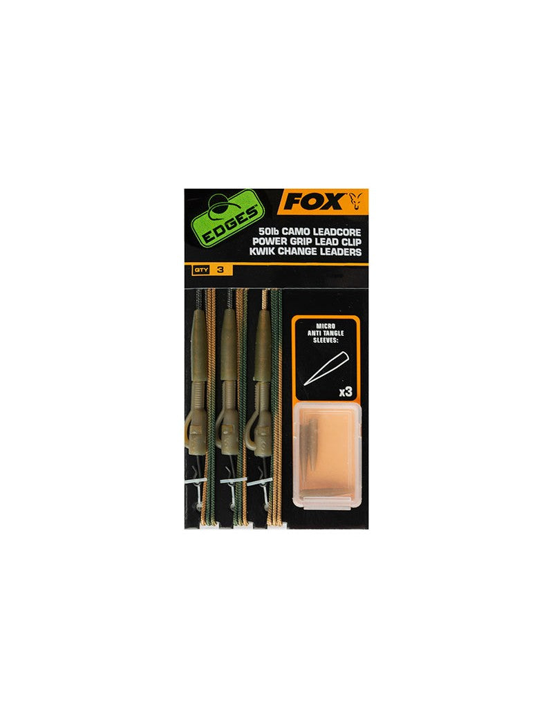 FOX  50LB CAMO LEADCORE POWER GRIP LEAD CLIP KWIK CHANGE LEADERS - Carpfishingbarato CHIMBOMBO LEADCORE