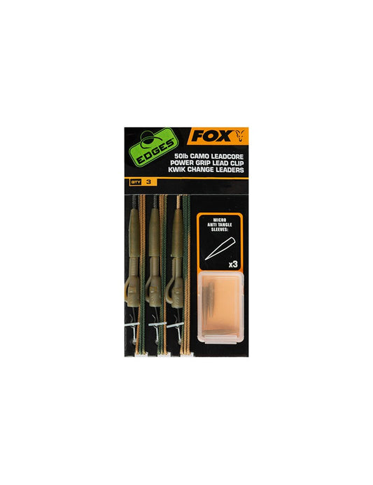 FOX  50LB CAMO LEADCORE POWER GRIP LEAD CLIP KWIK CHANGE LEADERS - Carpfishingbarato CHIMBOMBO LEADCORE