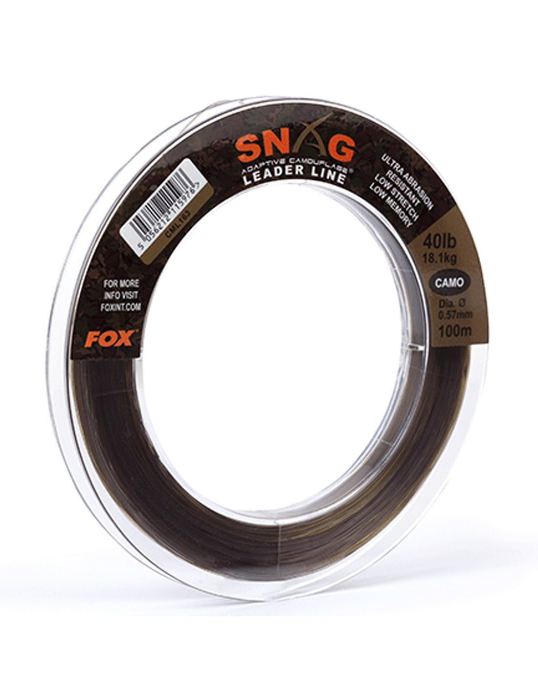 FOX SNAG LEADER LINE TRANS KHAKI 40LB-18.1KG/ 0.57MM 100M - Carpfishingbarato CHIMBOMBO FLUOROCARBON