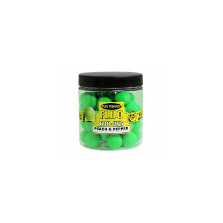 FUN FISHING FLUO POP-UPS PEACH &amp; PEPPER 15MM - Carpfishingbarato CHIMBOMBO 