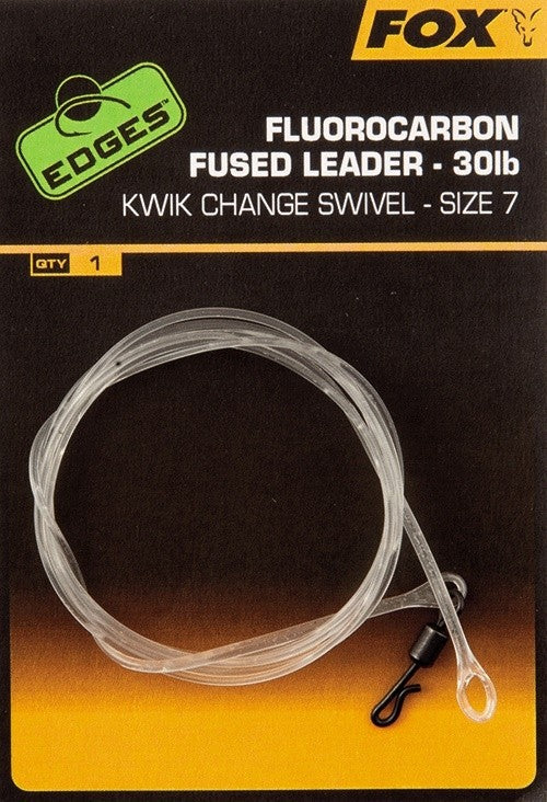 FOX - FLUOROCARBON FUSED LEADER - 30 LB . KWIK CHANGE SWIVEL - SIZE 7 - Carpfishingbarato CHIMBOMBO FLUOROCARBON