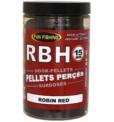 Fun Fishing RBH Pellets Perforados Sobredosis 230 GRS 15 MM Robin Red