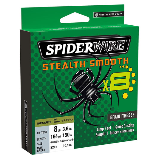 SPIDERWIRE STEALTH SMOOTH 8 MOSS GREEN 300M 0,25mm 27.30kg - Carpfishingbarato CHIMBOMBO HILO TRENZADO